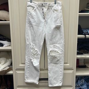 90’s High Rise AGOLDE distressed white denim